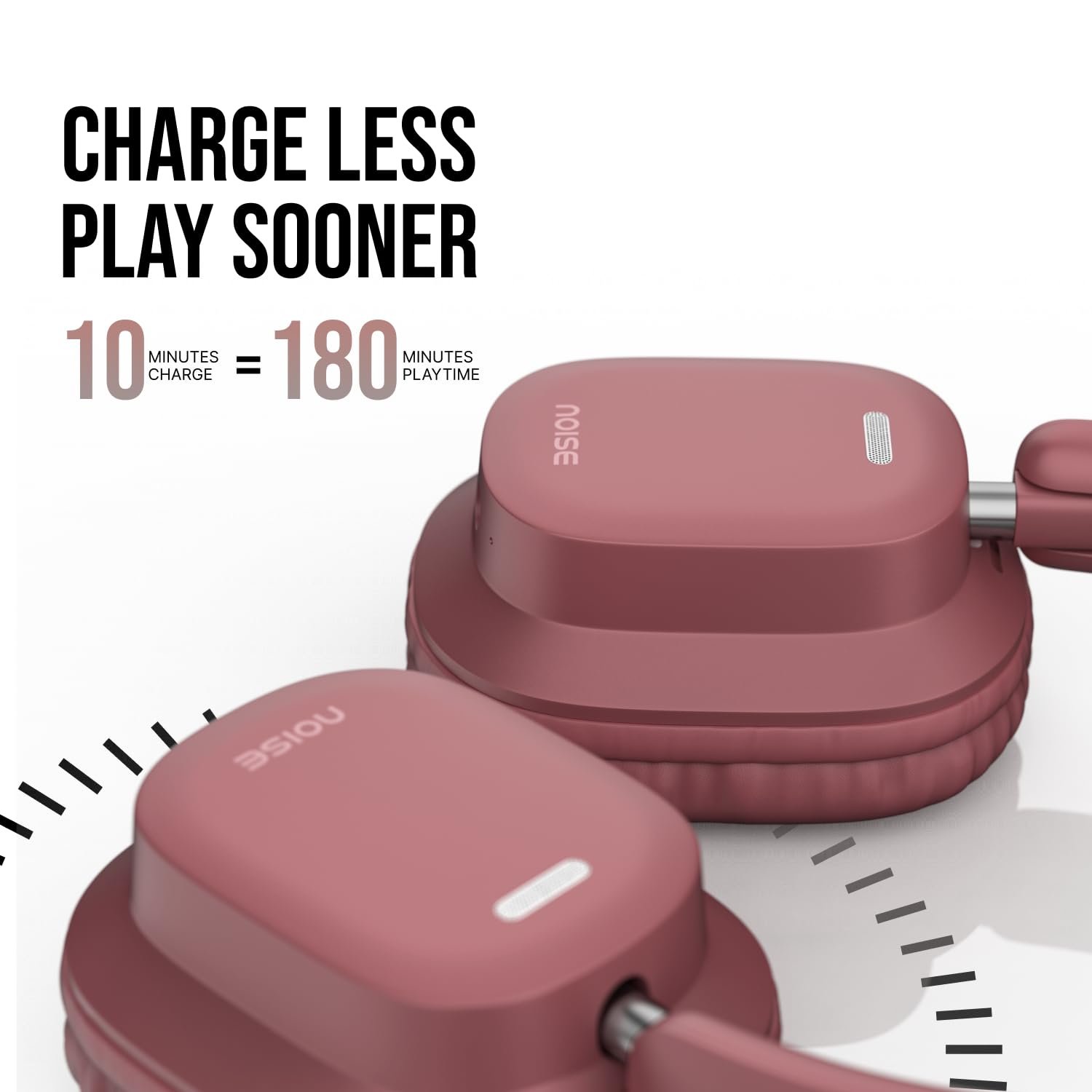 Noise Airwave Max 2 Wireless On-Ear Headphones, 50H Playtime, 40mm Deep Bass, 3 EQ Modes, Low Latency, Dual Pairing, Bluetooth 5.3 – Burgundy - Image 4